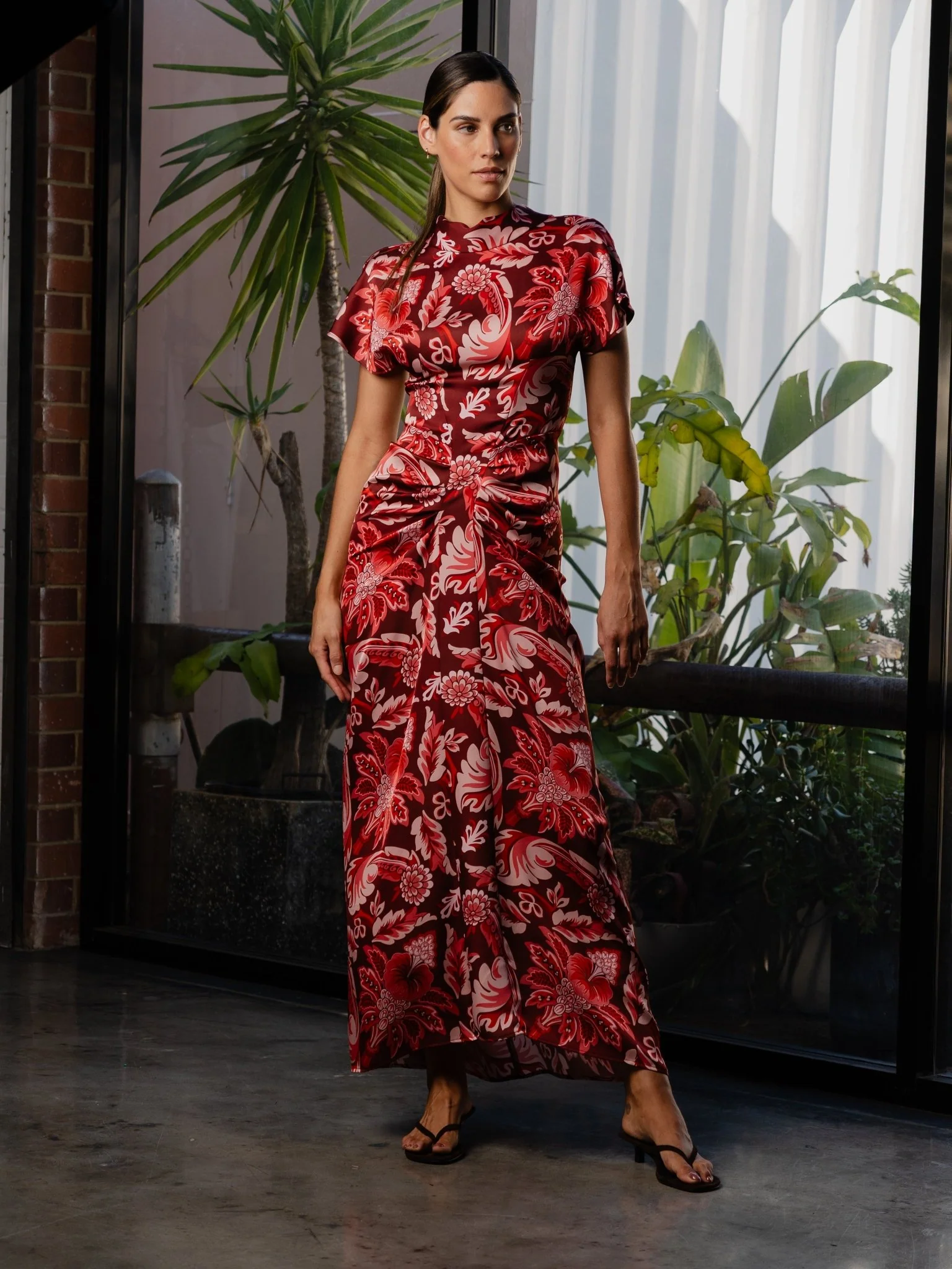 LUCENT MAXI – PORTA ROSA PRINTED SATIN - Image 4
